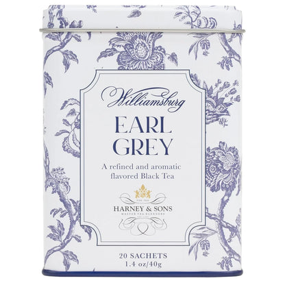 Harney & Sons Williamsburg Earl Grey Tea, 20 Sachets in Tin