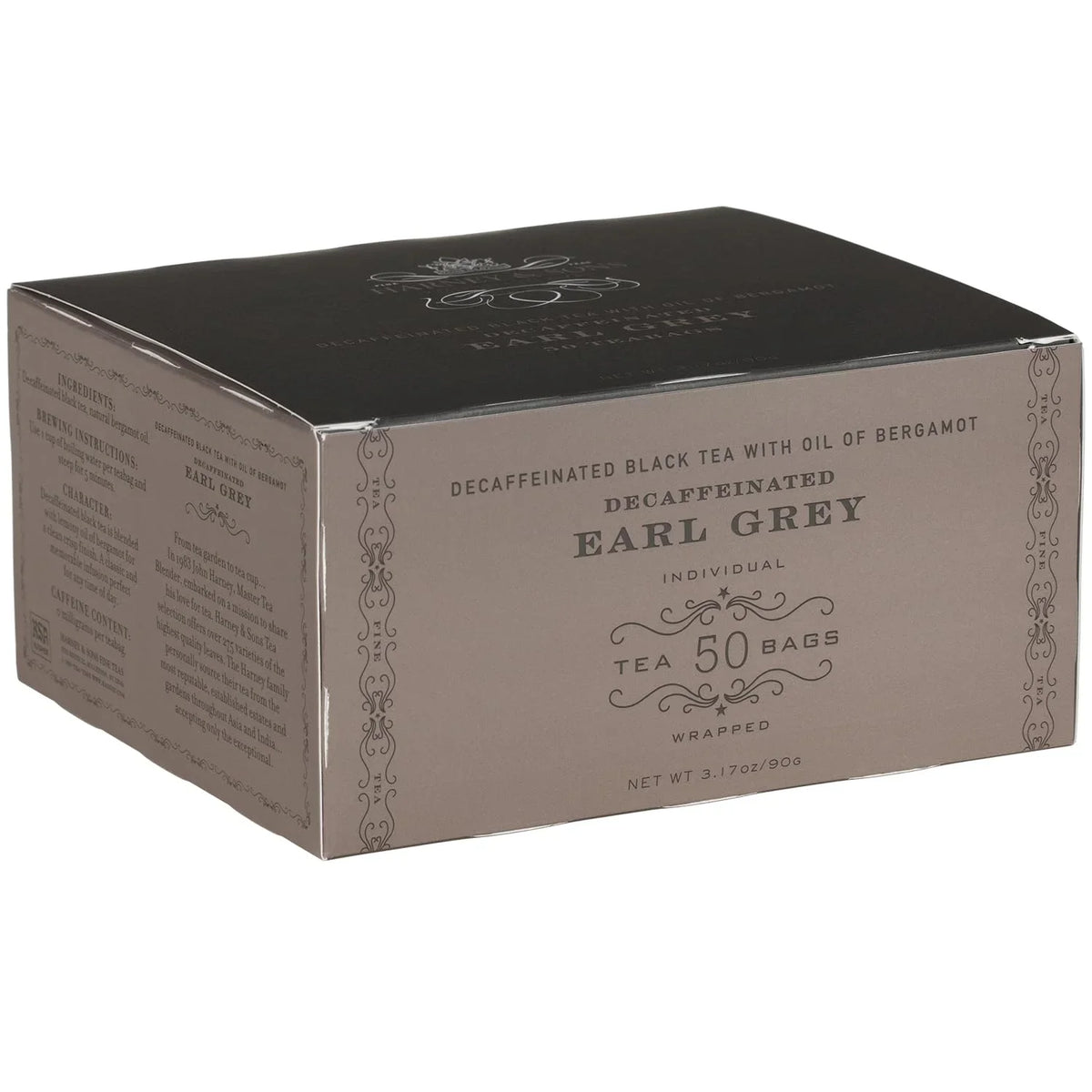 Harney & Sons Decaf Earl Grey Black Tea Bags, 50 Count