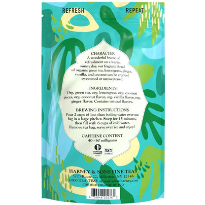 Harney & Sons Fresh Brew Organic Coconut Green Iced Tea, 15 Tea Bags