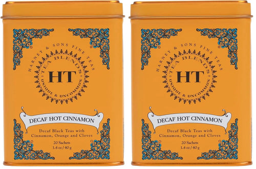 Harney & Sons Decaf Hot Cinnamon Tea, Tea Sachets | 20 Sachets | 1.4 oz | Pack of 2
