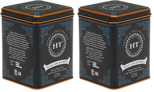 Harney & Sons Black Cask Bourbon Tea, 20 Sachets of Smoky Black Tea with Light Caramel Flavors (Pack of 2)