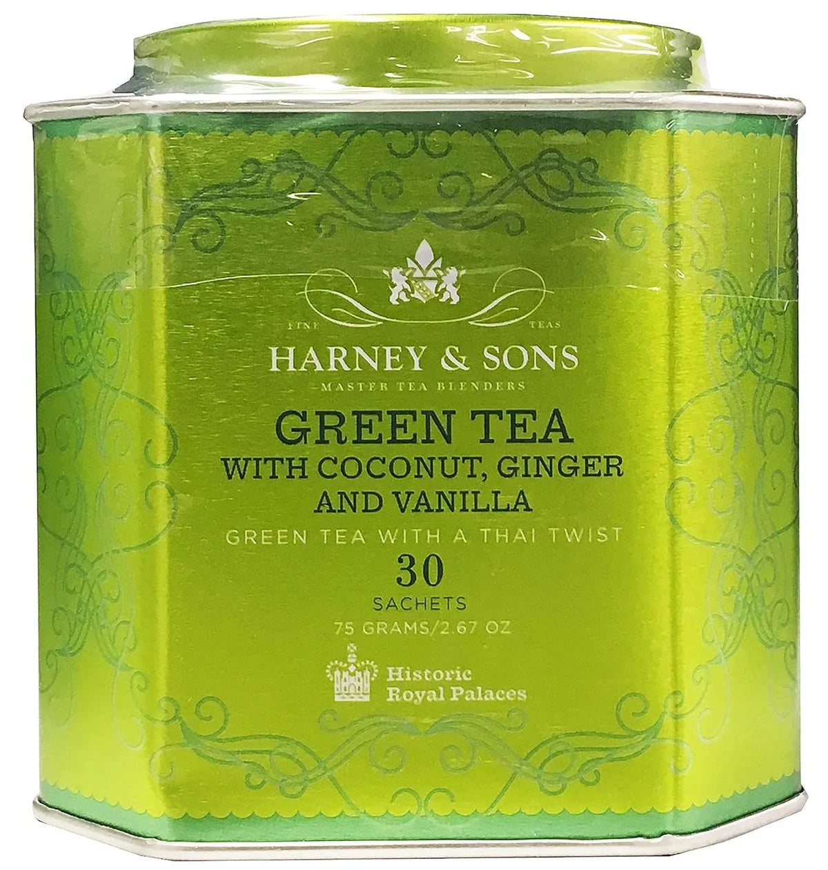 Harney & Sons Green Tea with Coconut, Ginger and Vanilla, 30 Sachets (75 g), 6.7 Ounce