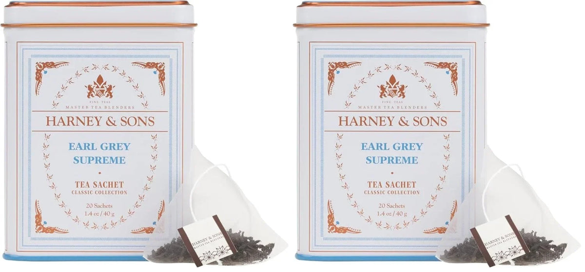 Harney & Sons Earl Grey Supreme, Black Tea, 20 Sachets (Pack of 2)