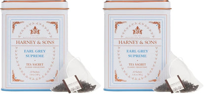 Harney & Sons Earl Grey Supreme, Black Tea, 20 Sachets (Pack of 2)