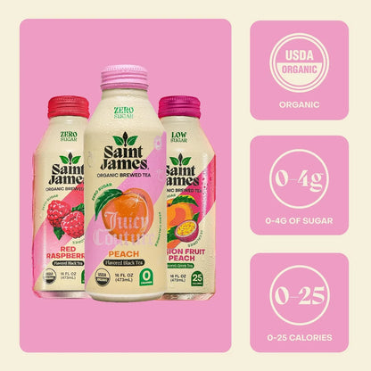 Saint James Iced Tea - Organic Tea, Party Variety Pack, 12 Pack