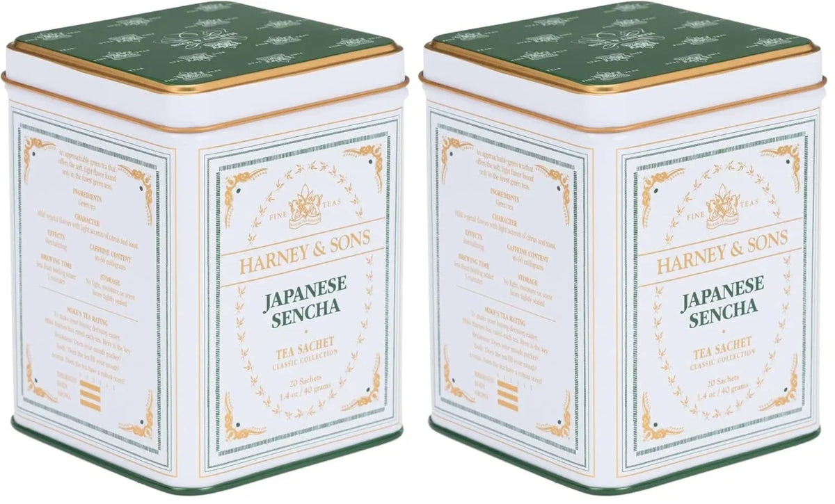 Harney & Sons Japanese Sencha Green Tea, 20 Sachets | Classic Collection (Pack of 2)