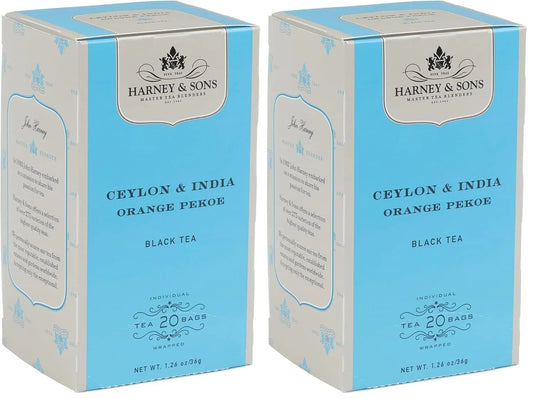 Harney & Sons Black Tea, Orange Pekoe, 20 Tea Bags (Pack of 2)