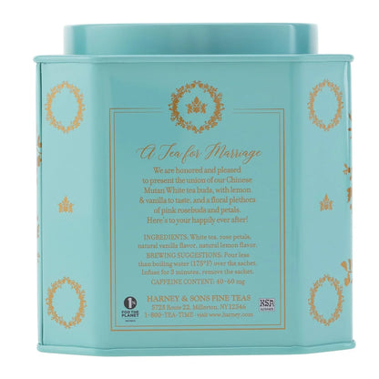 Harney & Sons Wedding Tea, White Tea Blend, 30 Sachets in Tin