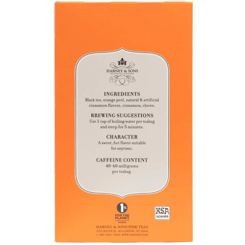 Harney & Sons Black Tea Bags, Hot Cinnamon Spice, 20 Count