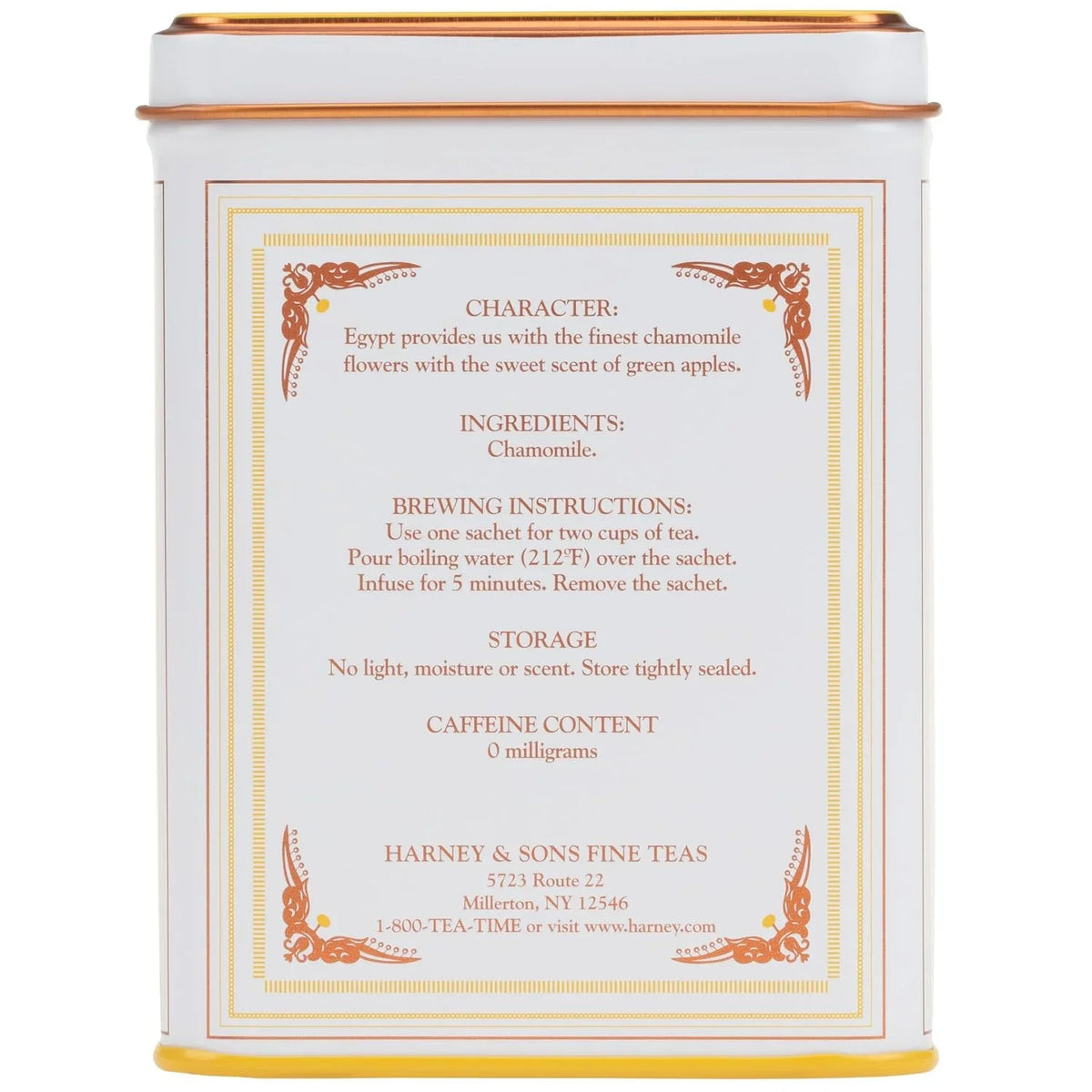 Harney & Sons Chamomile Herbal Tea, 20 Sachets, Caffeine Free Tin