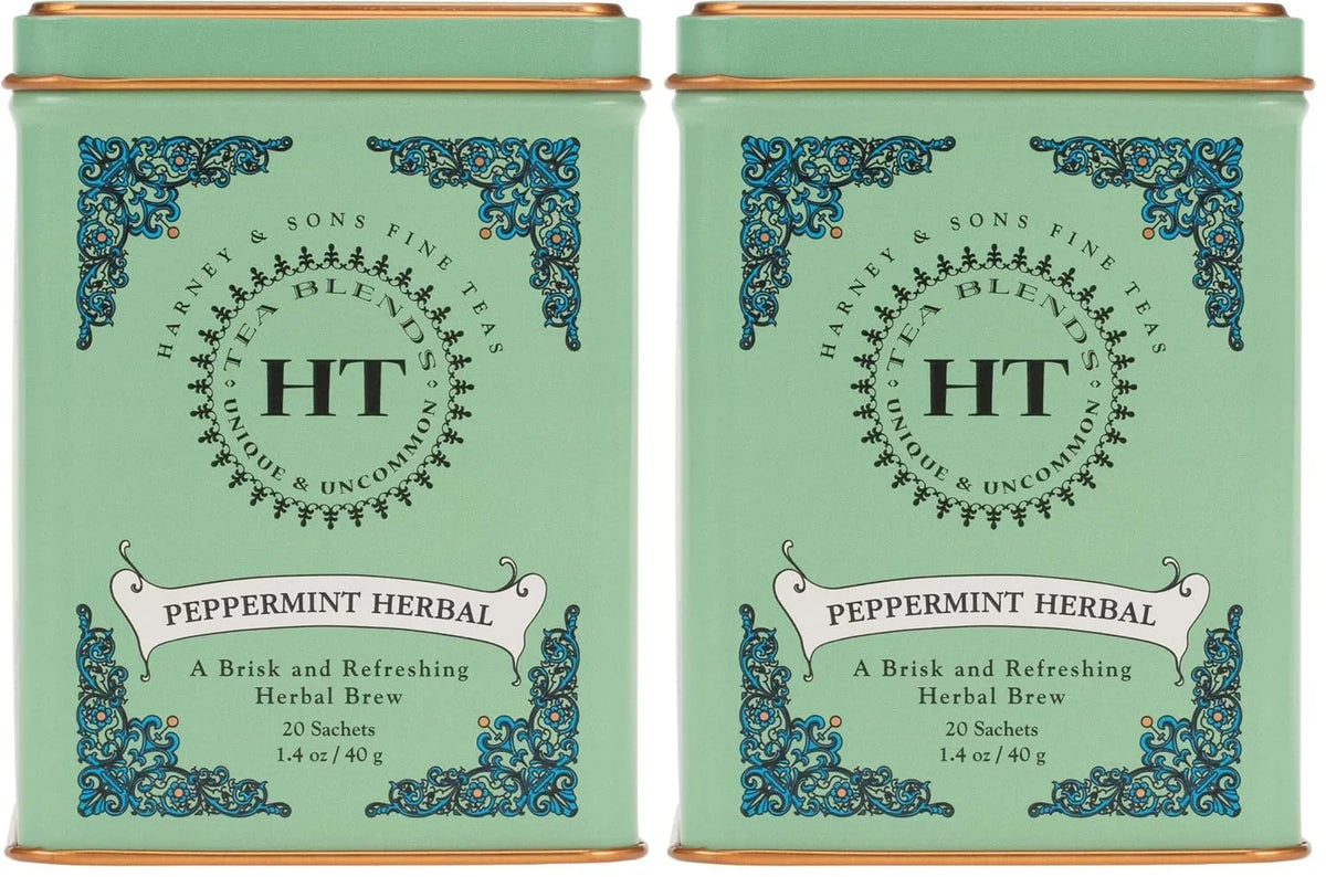 Harney & Sons Peppermint Herbal Tin, 20 Count (Pack of 2)