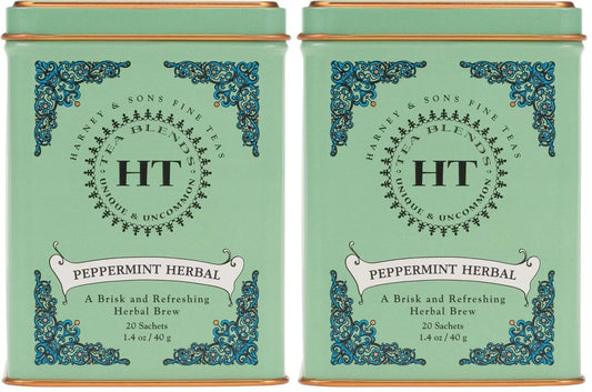 Harney & Sons Peppermint Herbal Tin, 20 Count (Pack of 2)