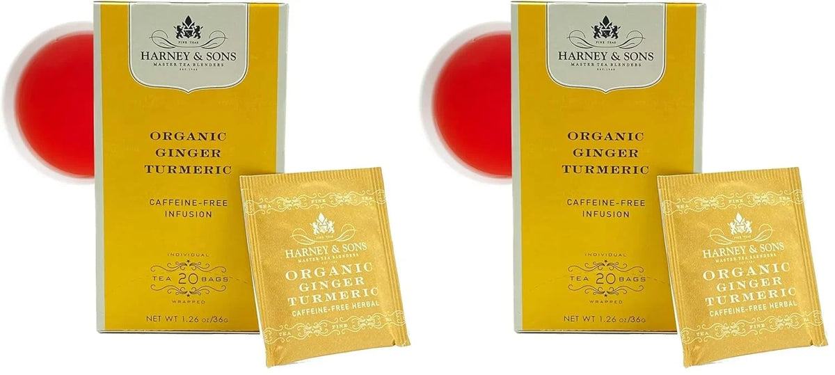 Harney & Sons Organic Tea Bags Ginger Turmeric, 20 Count (Pack of 2)