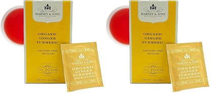 Harney & Sons Organic Tea Bags Ginger Turmeric, 20 Count (Pack of 2)