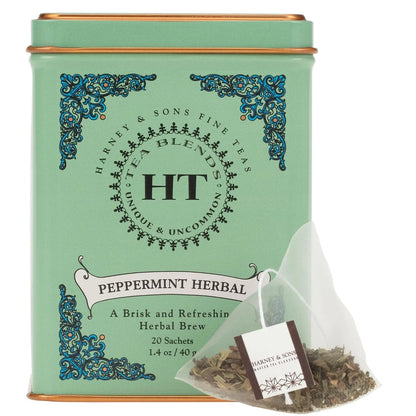 Harney & Sons Peppermint Herbal Tin, 20 Count (Pack of 2)