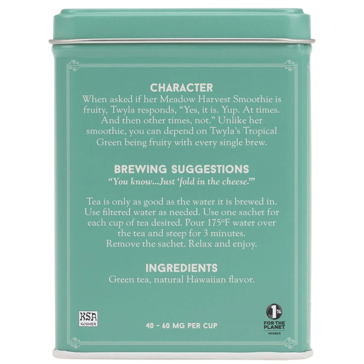 Harney & Sons Café Tropical Green Tea, 20 Sachets in Tin