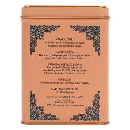 Harney & Sons HT Peaches & Ginger Black Tea, 20 Sachets in Tin