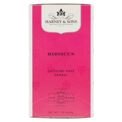 Harney & Sons Organic Hibiscus Herbal Tea Bags, 20 Count, Caffeine Free