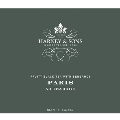 Harney & Sons Paris Black Tea | 50 Tea Bags | Fruity Vanilla & Caramel Blend with Hint of Lemony Bergamot (Pack of 2)