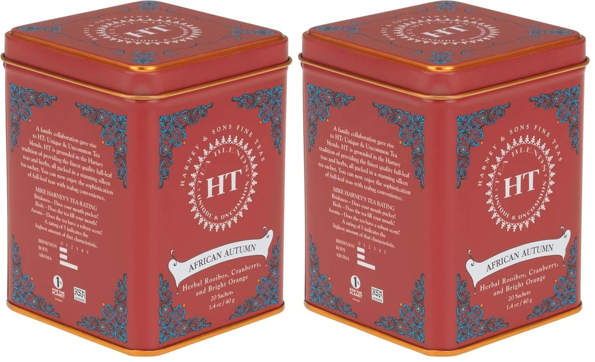 Harney & Sons African Autumn Rooibos Tea, HT Line, 20 sachet tin (Pack of 2)