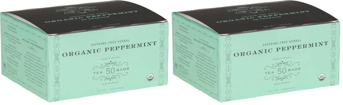 Harney & Sons Organic Peppermint Tea 1.76oz/50g (50 Tea Bags) (Pack of 2)