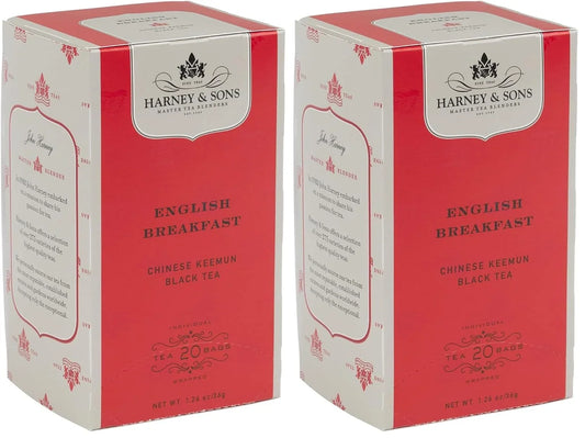 Harney & Sons Black Tea, Tea Bags, English Breakfast, 20 Count (Pack of 2)