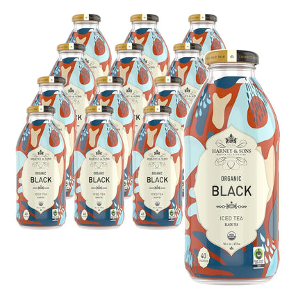 Harney & Sons Organic Black Iced Tea, 12 Glass Bottles, 16 fl oz
