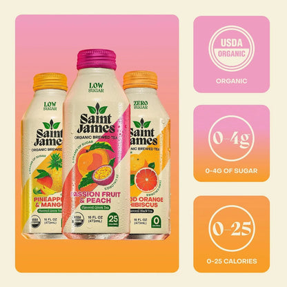 Saint James Iced Tea Paradise Variety Pack, 12 Pack (16 fl oz each)