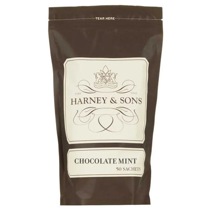 Harney & Sons Chocolate Mint Black Tea Sachets, 50 Count