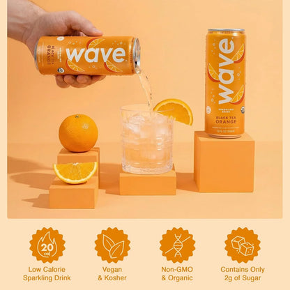 WAVE Organic Sparkling Drink, Soda Alternative, Black Tea Orange