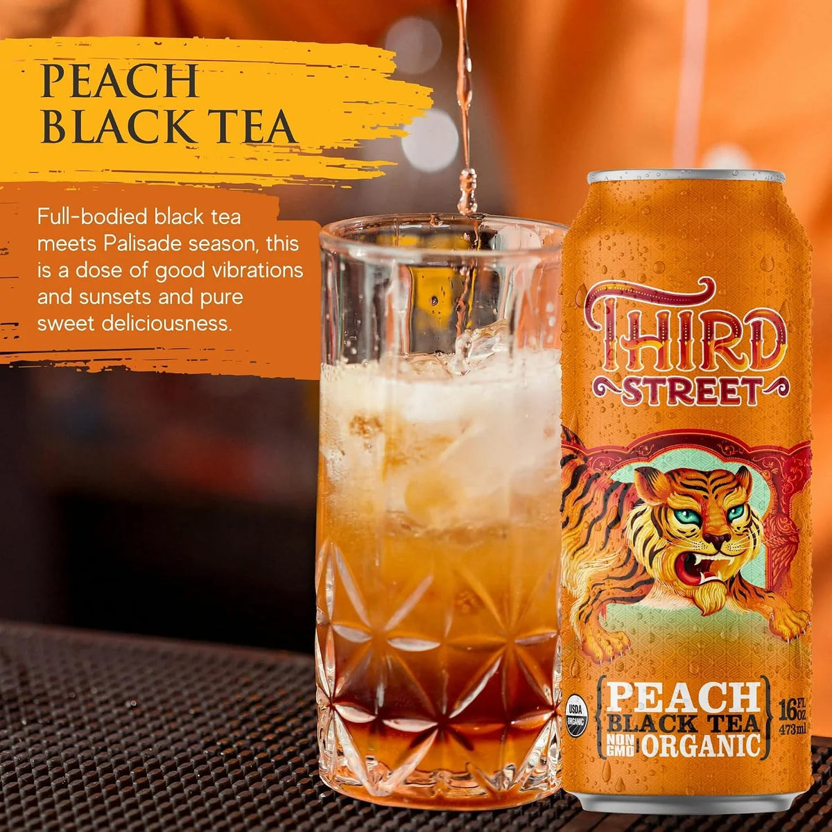 Third Street Inc. Organic Peach Black Tea, 16 Fl. Oz., 12 Pack,