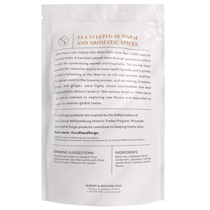 Colonial Williamsburg Craft & Forge Chai Tea, by Harney & Sons, 50ct sachet