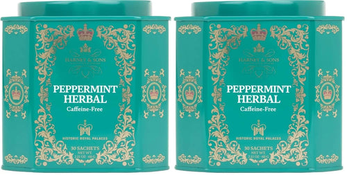 Harney & Sons Peppermint Herbal Tea in Sachets, Caffeine-Free Herbal, 30 Sachets (Pack of 2)