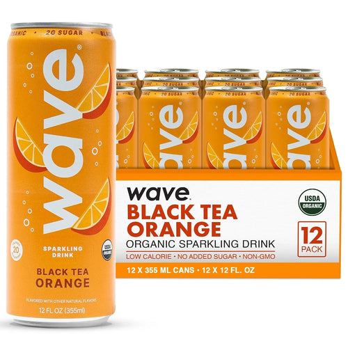 WAVE Organic Sparkling Drink, Soda Alternative, Black Tea Orange