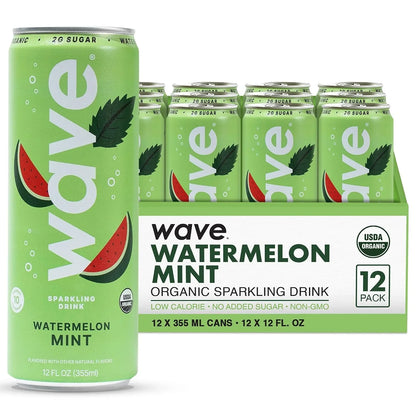 WAVE Organic Sparkling Drink, Soda Alternative, Watermelon Mint