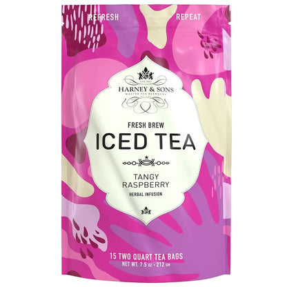 Harney & Sons Fresh Brew Raspberry Herbal Iced Tea, 15 Tea Bags