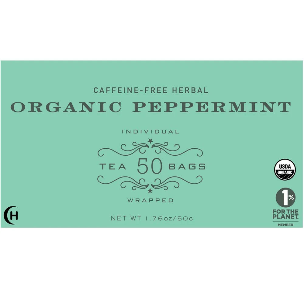 Harney & Sons Organic Peppermint Tea 1.76oz/50g (50 Tea Bags) (Pack of 2)