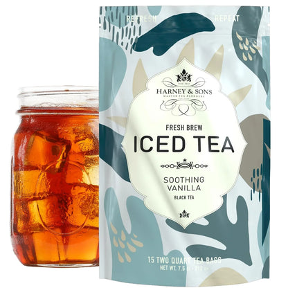 Harney & Sons Fresh Brew Organic Vanilla Black Iced Tea, 15 Tea Bags