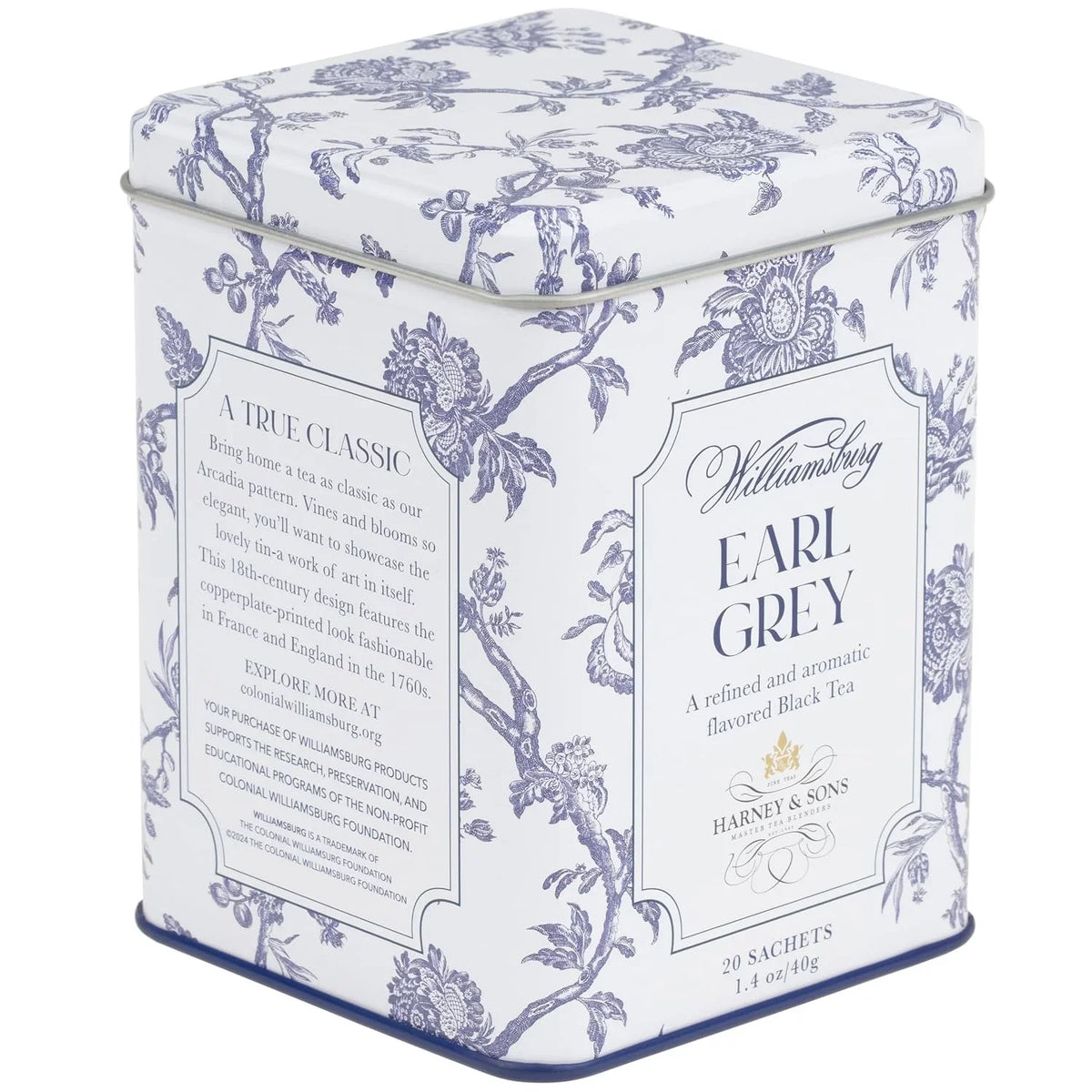 Harney & Sons Williamsburg Earl Grey Tea, 20 Sachets in Tin
