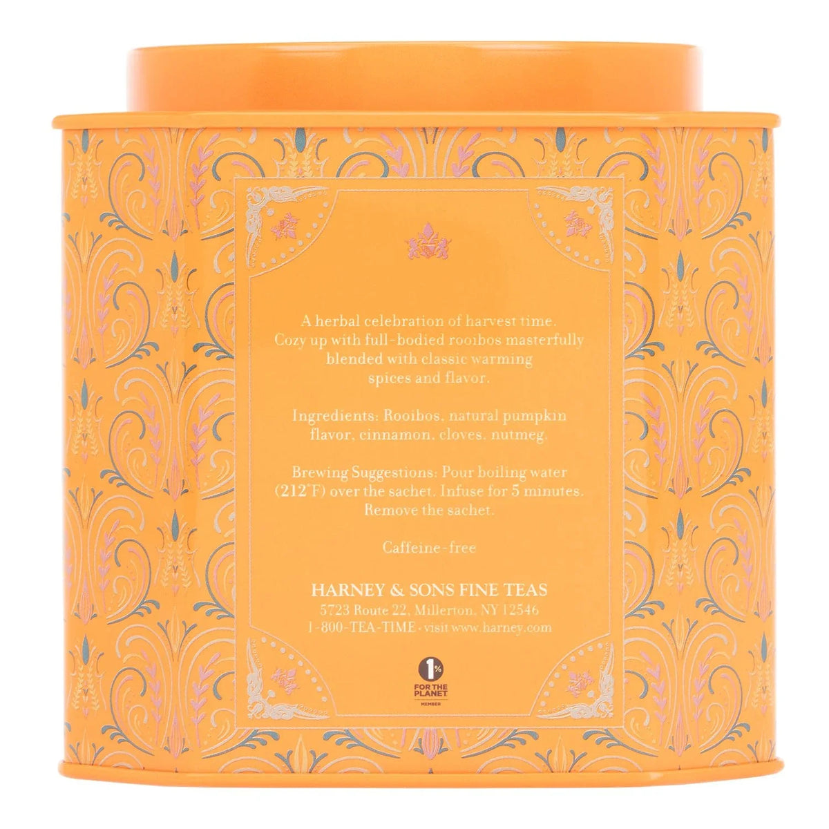 Harney & Sons Pumpkin Spice 30ct sachet tin, a Caffeine-Free Pumpkin Spice Blend (Pack of 2)