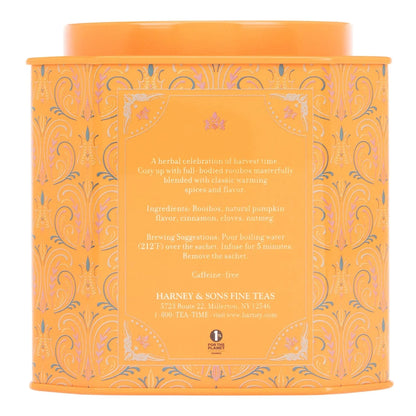 Harney & Sons Pumpkin Spice 30ct sachet tin, a Caffeine-Free Pumpkin Spice Blend (Pack of 2)