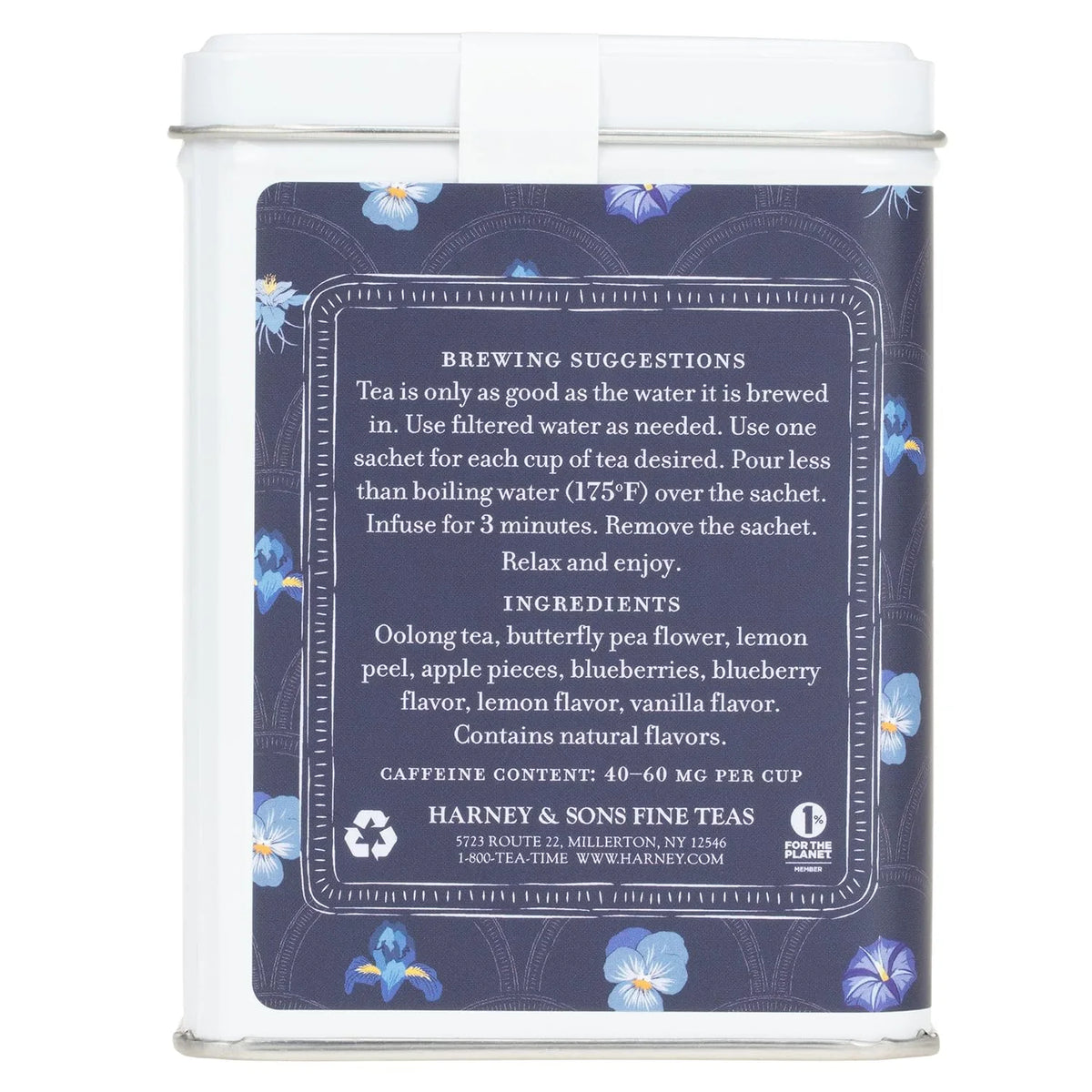 Harney & Sons True Blue Oolong Tea, 20 Sachets in Tin