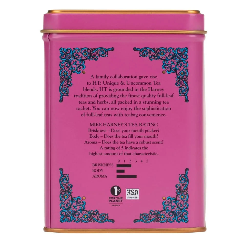 Harney & Sons HT Raspberry Herbal Tea, Caffeine Free, 20 Sachets Tin (Pack of 2)