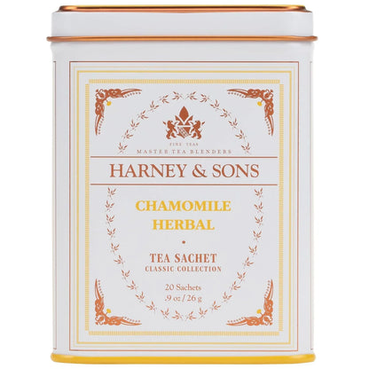 Harney & Sons Chamomile Herbal Tea, 20 Sachets, Caffeine Free Tin